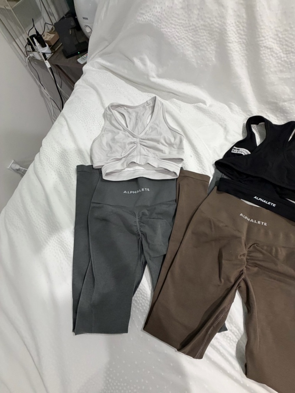 Alphalete High-Waist Performance Leggings - Gray and Brown